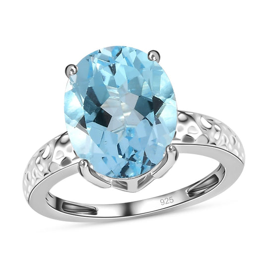 Himmelblauer Topas Ring 925 Silber ca. 5,61 ct