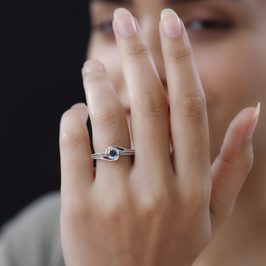 Merkur mystischer Topas und weißer Zirkon-Ring, 925 Silber platiniert ca. 1.33 ct