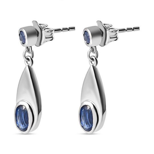 Kaschmir Kyanit Ohrringe, 925 Silber platiniert ca. 1.57 ct