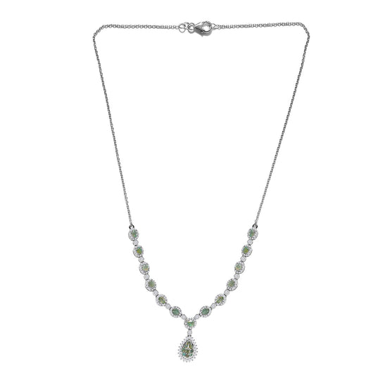 Alexandrit Halskette, ca. 45 cm, 925 Silber platiniert ca. 4.59 ct