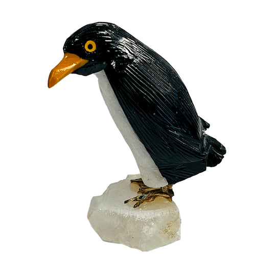 Gem Crystal Kollektion - Pinguin Figurine, handgeschnitzt, 5cm - schwarz - S, ca. 350 cts.