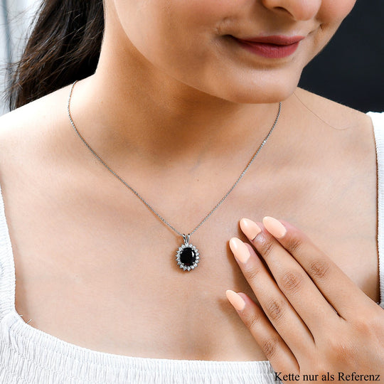 Natürlicher Mosambik Granat und weißer Zirkon Anhänger, 925 Silber platiniert ca. 5,36 ct