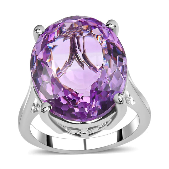 Rose De France Amethyst Ring, 925 Silber platiniert ca. 15,00 ct