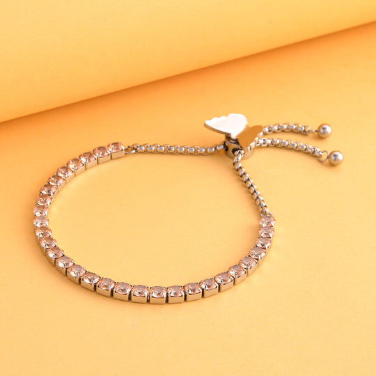 Champagner Zirkonia Armband, ca. 12.75 cm, Edelstahl ca. 15.00 ct