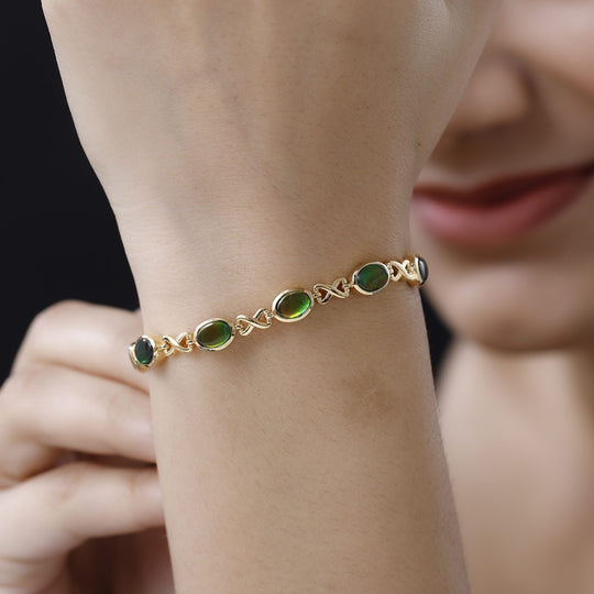 Ammolit Armband, ca. 19 cm, 925 Silber Gelbgold Vermeil ca. 5.42 ct