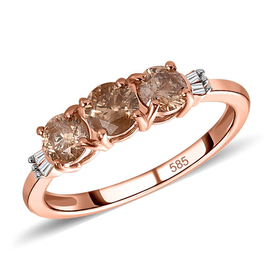Natürlicher Champagner Diamant, SGL zertifiziert-Ring, 585 Roségold ca. 1.00 ct