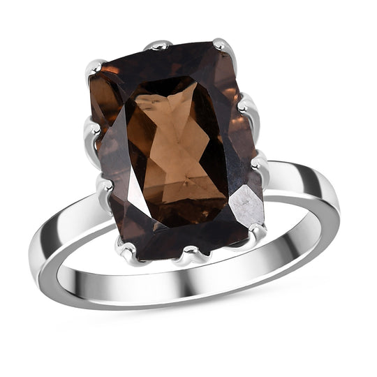 Rauchquarz Ring, 925 Silber platiniert ca. 6.25 ct