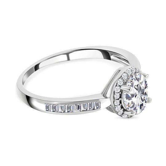 Lustro Stella - Weißer Zirkonia-Ring, 925 Silber rhodiniert ca. 0.91 ct