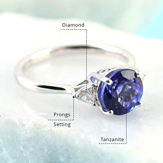 Rhapsody AAAA Tansanit, Weißer DiamantAGI zertifiziert Ringe 950 Platin (Größe 17.00) ca. 2.10 ct