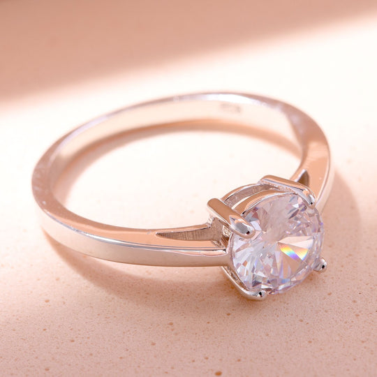 Lustro Stella - weißer Zirkonia Ring, 925 Silber platiniert ca. 2.15 ct