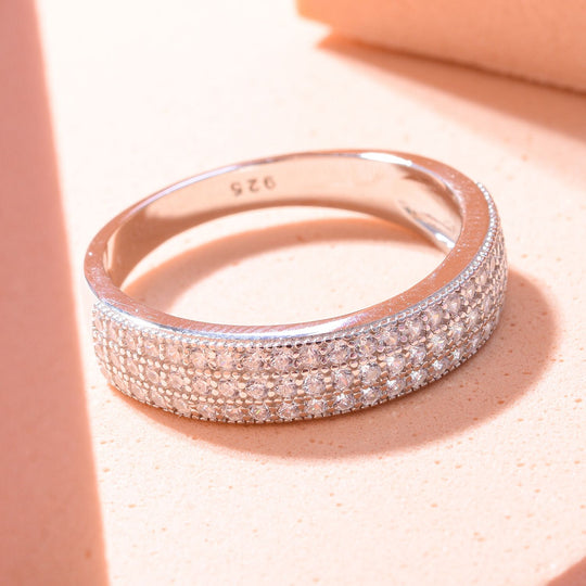 Lustro Stella - Weißer Zirkonia Ring, 925 Silber platiniert ca. 0.72 ct