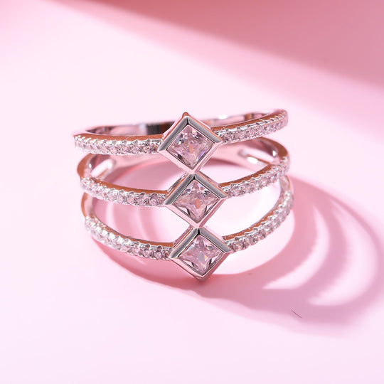 Lustro Stella - Weißer Zirkonia Ring, 925 Silber platiniert ca. 1,39 ct