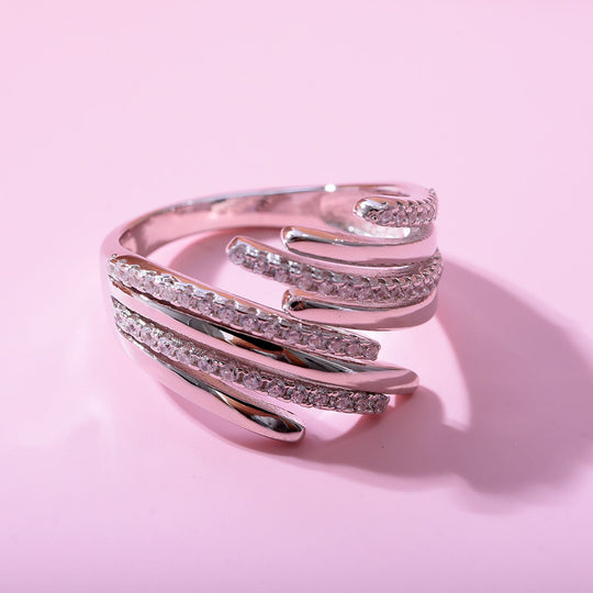 Lustro Stella - Weißer Zirkonia Ring, 925 Silber platiniert ca. 0.73 ct