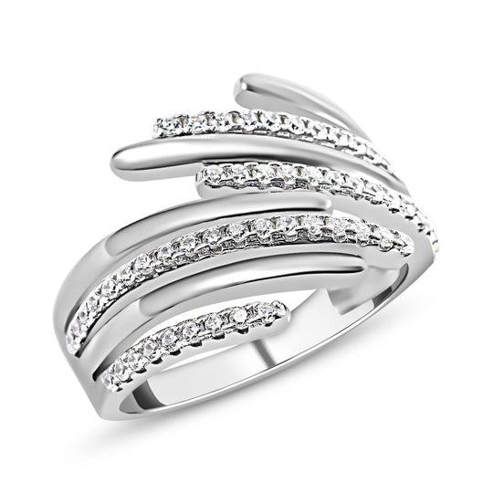 Lustro Stella - Weißer Zirkonia Ring, 925 Silber platiniert ca. 0.73 ct
