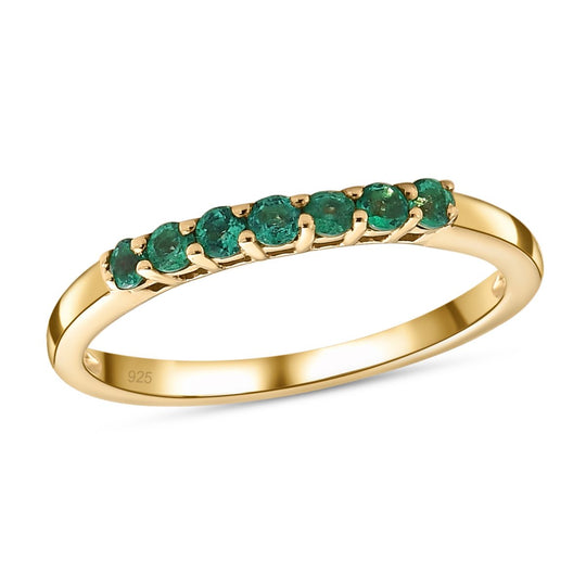 Kolumbianischer Smaragd Ring, 925 Silber vergoldet (Größe 21.00) ca. 0.25 ct