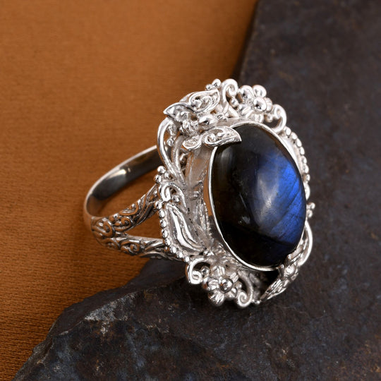 Royal Bali - Labradorit Ring, 925 Silber ca. 12,30 ct