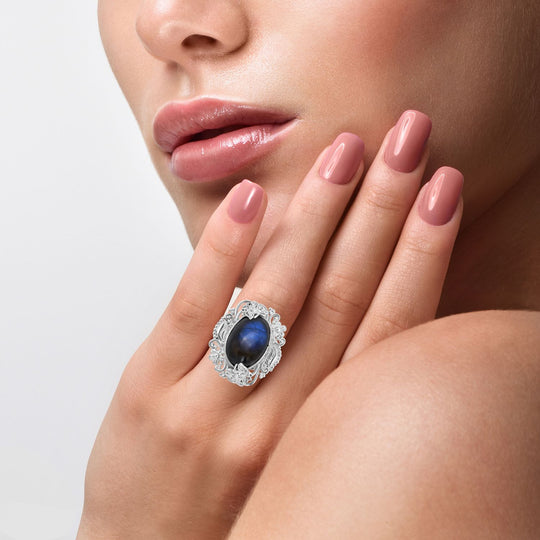 Royal Bali - Labradorit Ring, 925 Silber ca. 12,30 ct