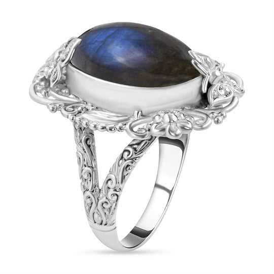 Royal Bali - Labradorit Ring, 925 Silber ca. 12,30 ct
