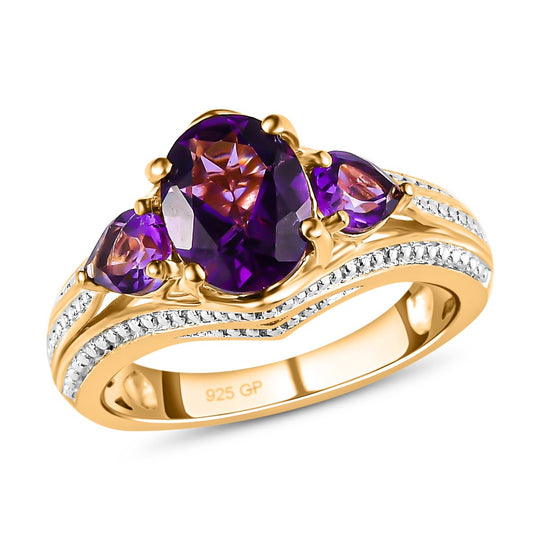 GP Spezial Kollektion - Lusaka Amethyst Ring, 925 Silber Gelbgold Vermeil ca. 2.23 ct