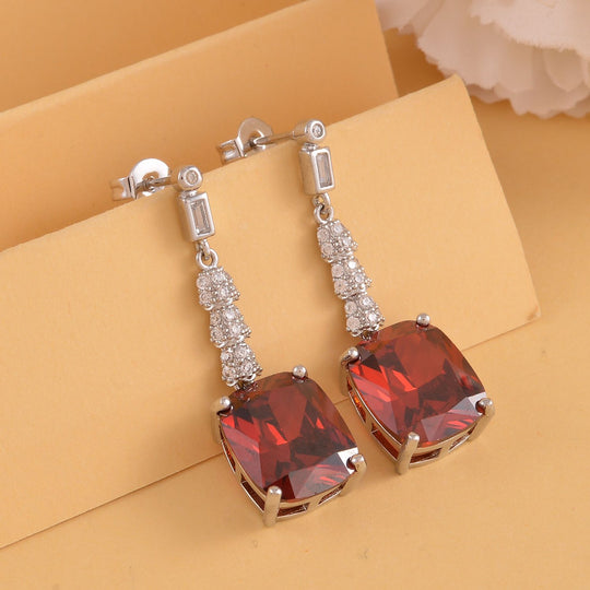 Rote und weiße Zirkonia Ohrringe, Edelstahl ca. 18.47 ct