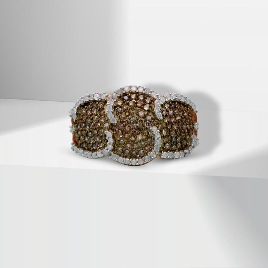 Natürlicher Champagner Diamant Ring, 925 Silber Roségold Vermeil (Größe 21.00) ca. 1.00 ct