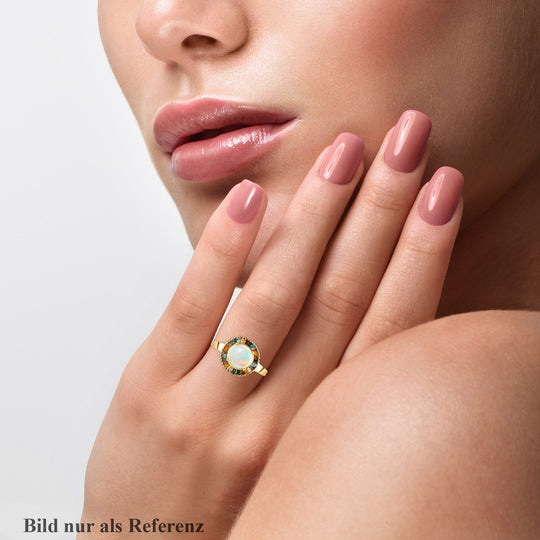 Natürlicher, äthiopischer Welo Opal, mehrfarbiger Diamant Ring, 925 Silber Gelbgold Vermeil (Größe 21.00) ca. 1.82 ct