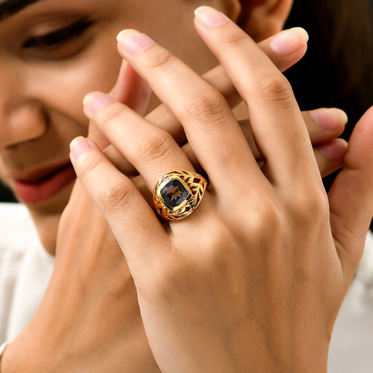 Rauchquarz Ring, Messing vergoldet ca. 2,60 ct