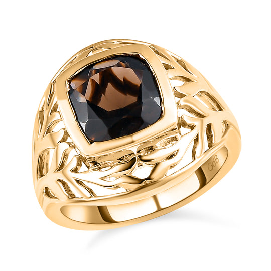 Rauchquarz Ring, Messing vergoldet ca. 2,60 ct