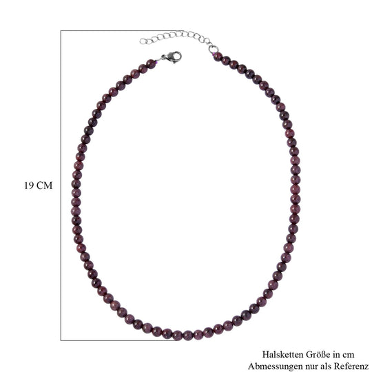 Rote Granat Halskette, ca. 45 cm, Edelstahl ca. 165,00 ct