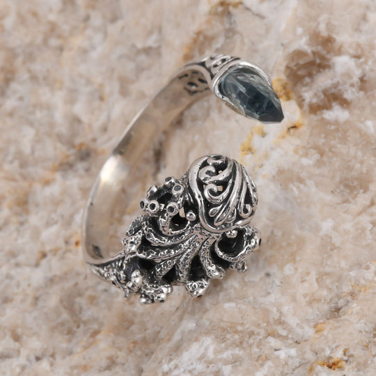 Royal Bali - Himmelblauer Topas Ring, 925 Silber ca. 3,00 ct