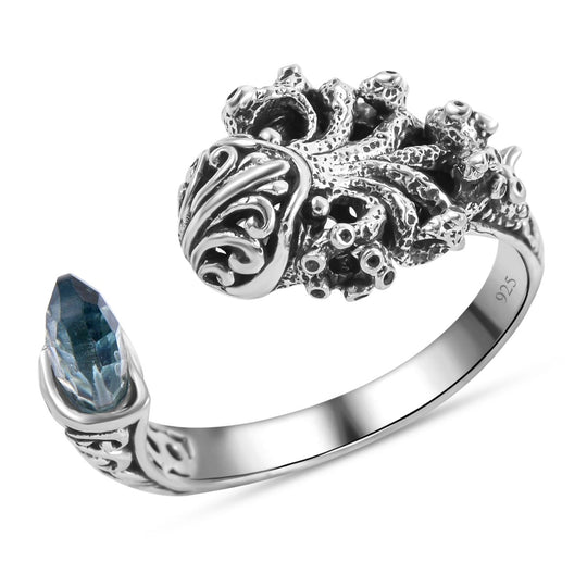 Royal Bali - Himmelblauer Topas Ring, 925 Silber ca. 3,00 ct