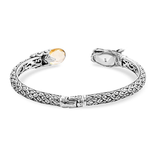 Royal Bali Kollektion - Citrin Armreif, ca. 19 cm, 925 Silber ca. 7.00 ct