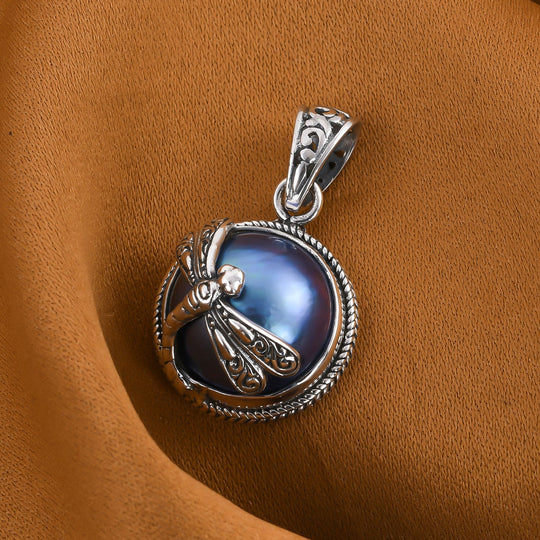 Royal Bali - Blauer Mabeperl Anhänger 925 Silber