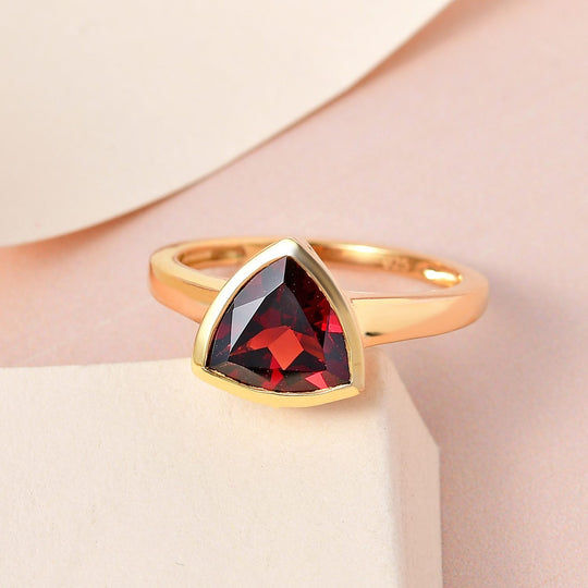Natürlicher Mosambik Granat Ring, 925 Silber vergoldet , ca. 2.68 ct