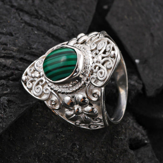 Royal Bali - Malachit Ring 925 Silber ca. 2,00 ct