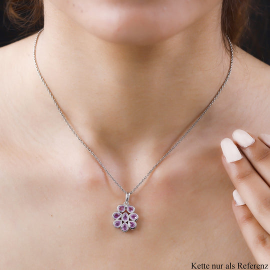 Ilakaka rosa Saphir (Fissure gefüllt) Anhänger, 925 Silber platiniert ca. 1.88 ct