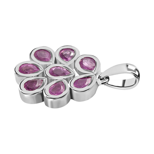 Ilakaka rosa Saphir (Fissure gefüllt) Anhänger, 925 Silber platiniert ca. 1.88 ct