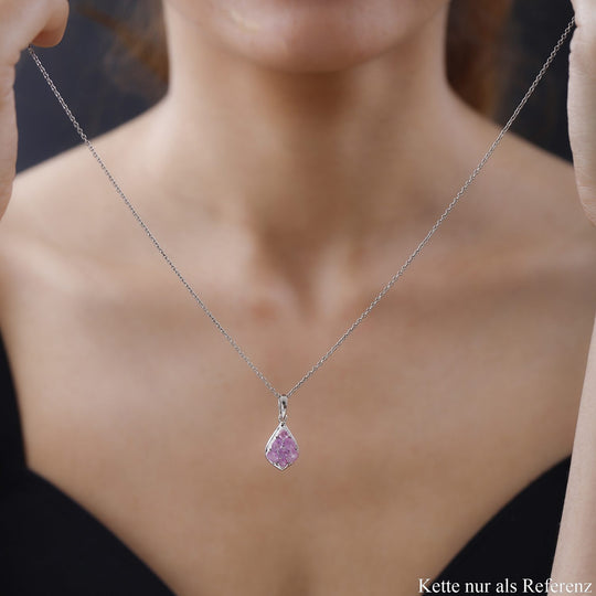 Ilakaka rosa Saphir (Fissure gefüllt) Anhänger, 925 Silber platiniert ca. 1.55 ct