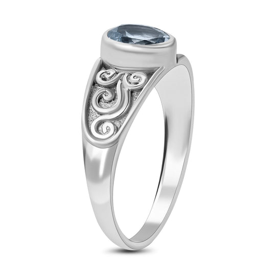 Royal Bali Kollektion - Himmelblauer Topas Ring, 925 Silber ca. 1,46 ct