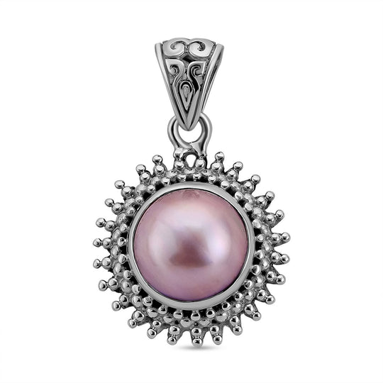 Royal Bali Kollektion - weiße Mabe Perle Anhänger 925 Silber