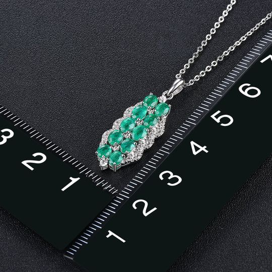 AAA Kagem sambischer Smaragd und Zirkon-Anhänger mit kette, 925 Silber rhodiniert ca. 1,81 ct