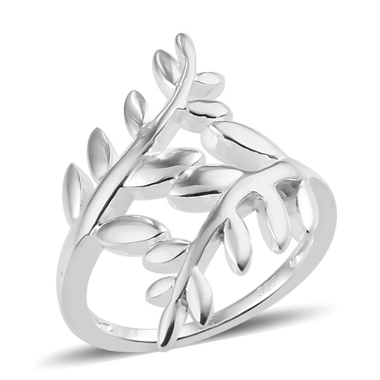 Blatt Bypass-Ring, 925 Silber (Größe 16.00)