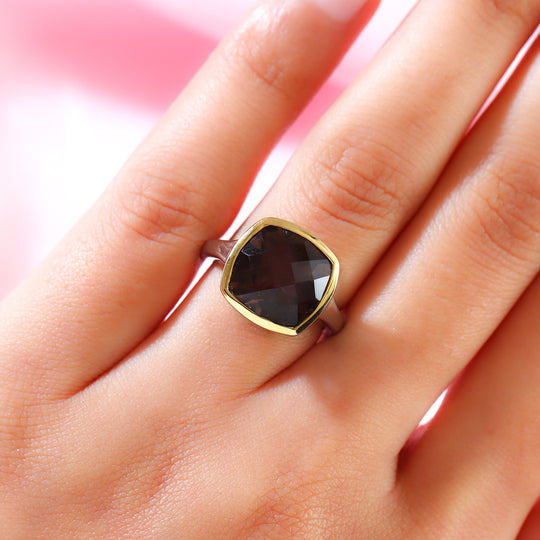 Rauchquarz-Ring, 925 Silber Bicolor ca. 6,16 ct