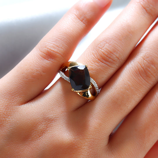 Rauchquarz und Zirkon-Ring, 925 Silber vergoldet ca. 3,94 ct