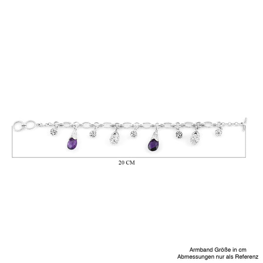 Royal Bali Kollektion - afrikanisches Amethyst-Armband, ca. 19 cm, 925 Silber