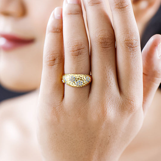 Weißer Zirkonia Ring, vergoldet ca. 0.81 ct