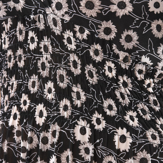 Maxikleid mit gesmokter Taille und Flatterärmeln, One Size, Schwarz