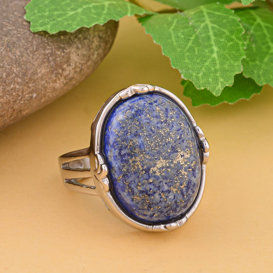 Lapislazuli Ring, Reiner Edelstahl ca. 50.00 ct