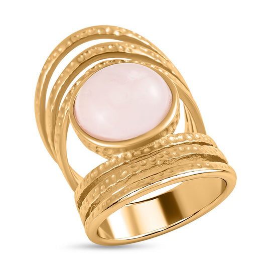 Rosa Quarz Ring 316L Edelstahl, vergoldet, ca. 5.00 ct