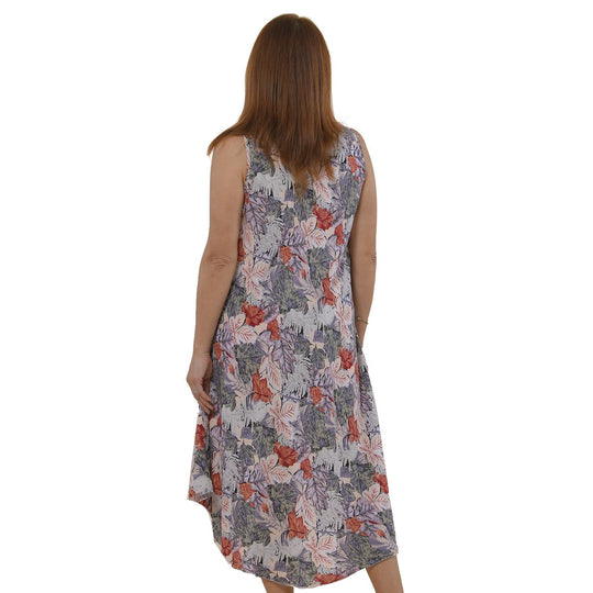 TAMSY - bedrucktes Kleid, Viskose, 60x105 cm, mehrfarbig Blattmuster